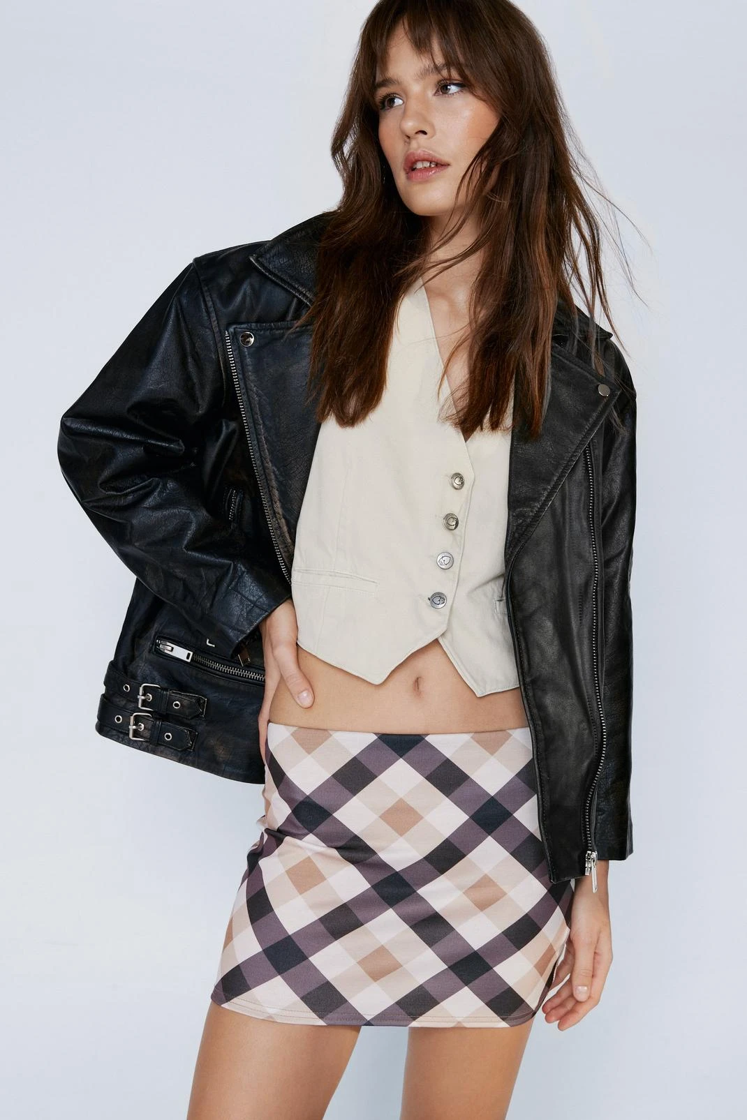 Check Mini Ponte Skirt - Image 4
