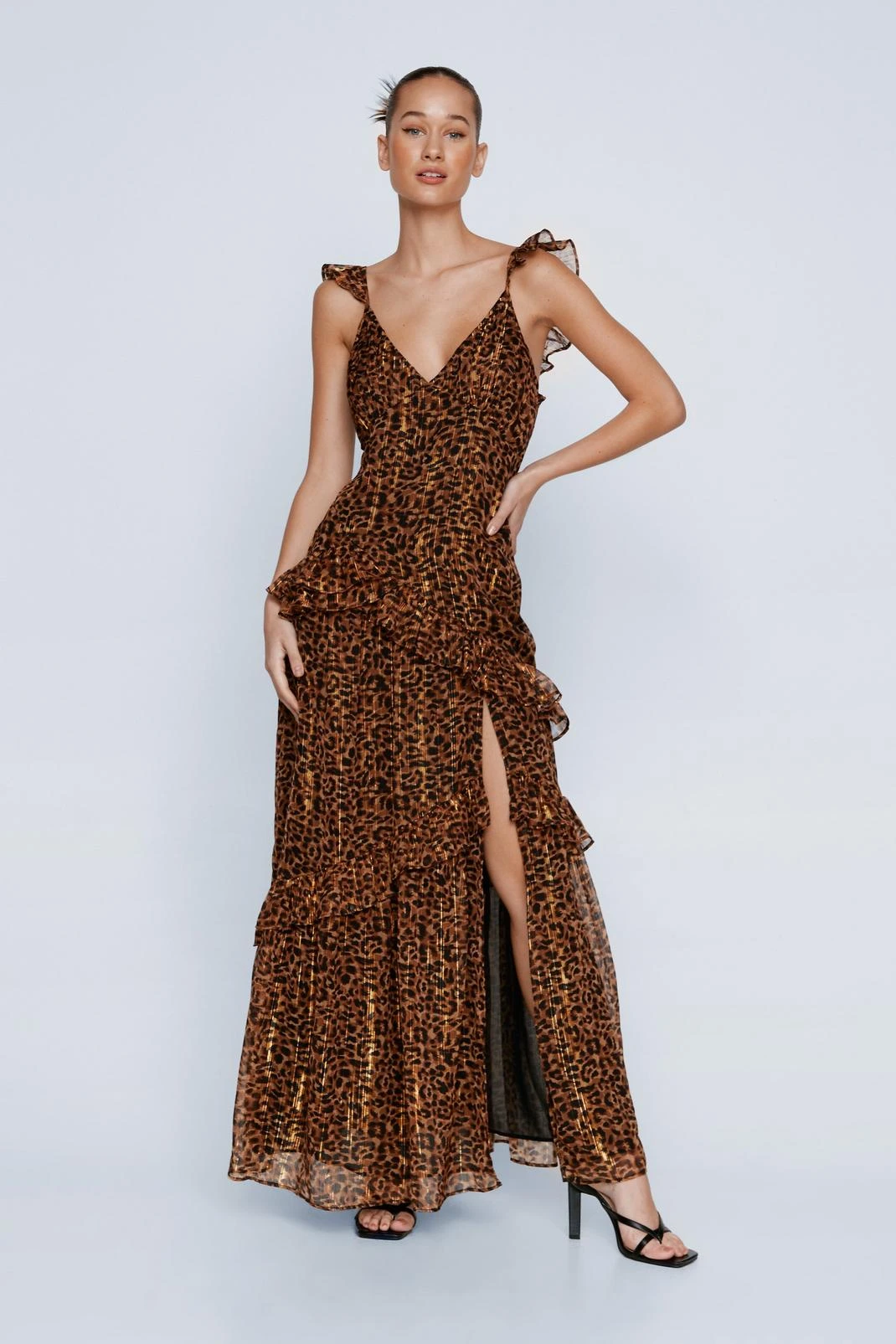 Petite Ruffle Strappy Leopard Maxi Dress 6 Petite Ruffle Strappy Leopard Maxi Dress - Image 4
