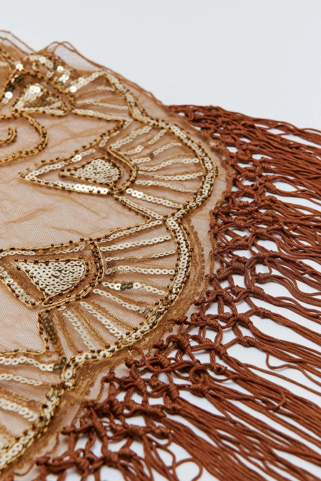 Sequin Embellished Fringed Shawl - Image 3