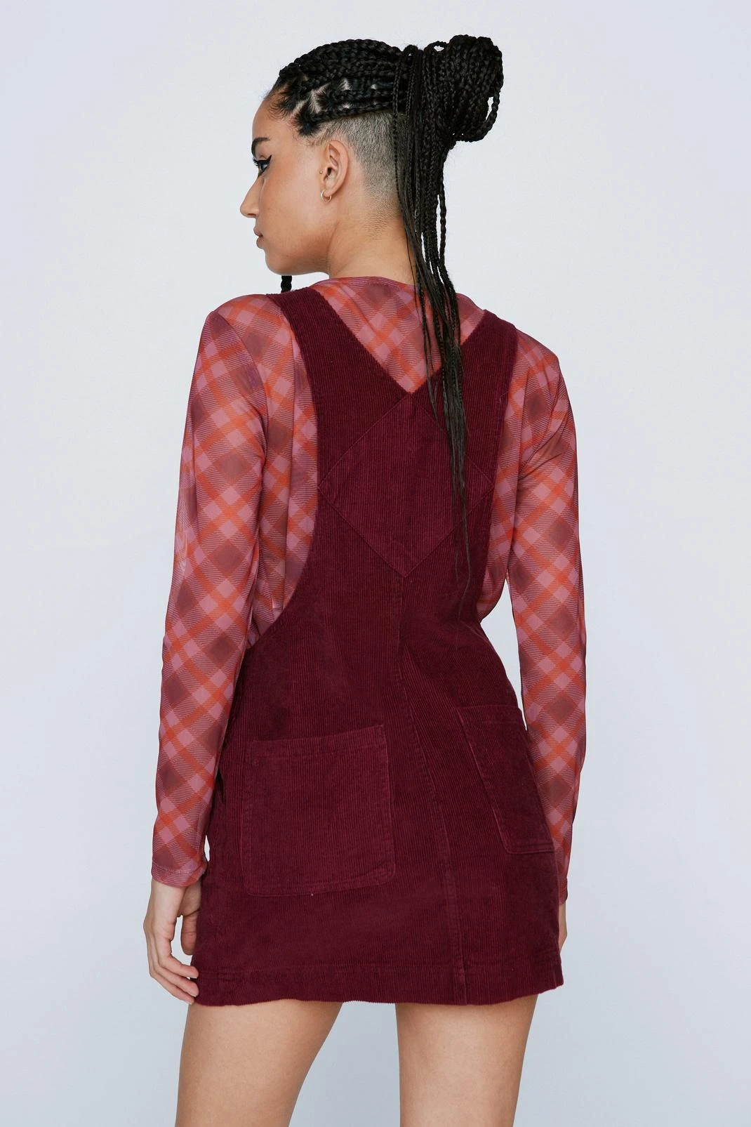 Cord Pocket Front Overall Mini Dress - Image 6