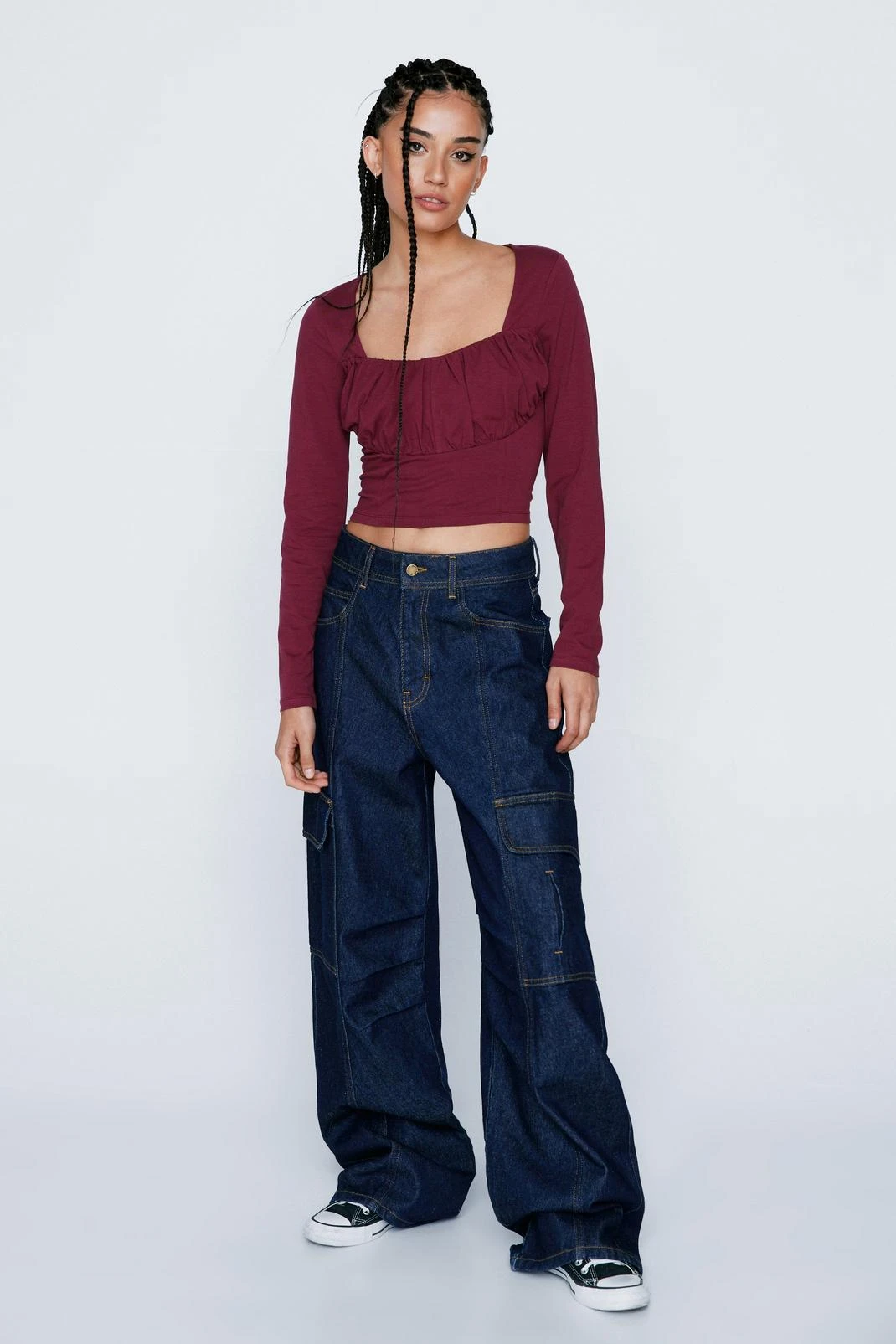 Corset Detail Long Sleeve Top - Image 7