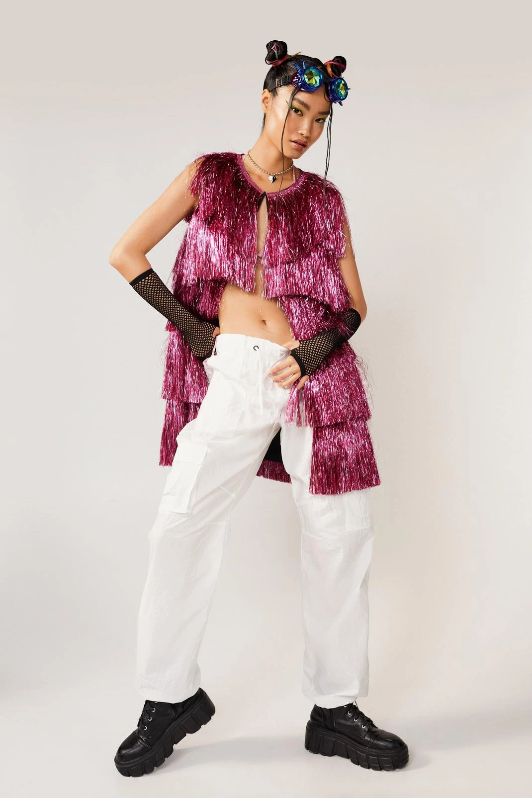 Longline Sleeveless Tinsel Jacket - Image 4