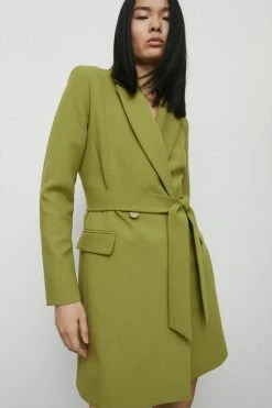 Warehouse Double Breasted Blazer Dress -Nasty Gal Sales Store womens chartreuse warehouse double breasted blazer dress 3