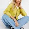 Zip Front Real Suede Jacket -Nasty Gal Sales Store womens chartreuse zip front real suede jacket