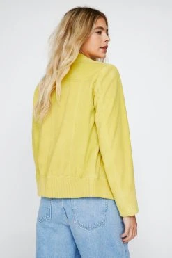 Zip Front Real Suede Jacket -Nasty Gal Sales Store womens chartreuse zip front real suede jacket 2