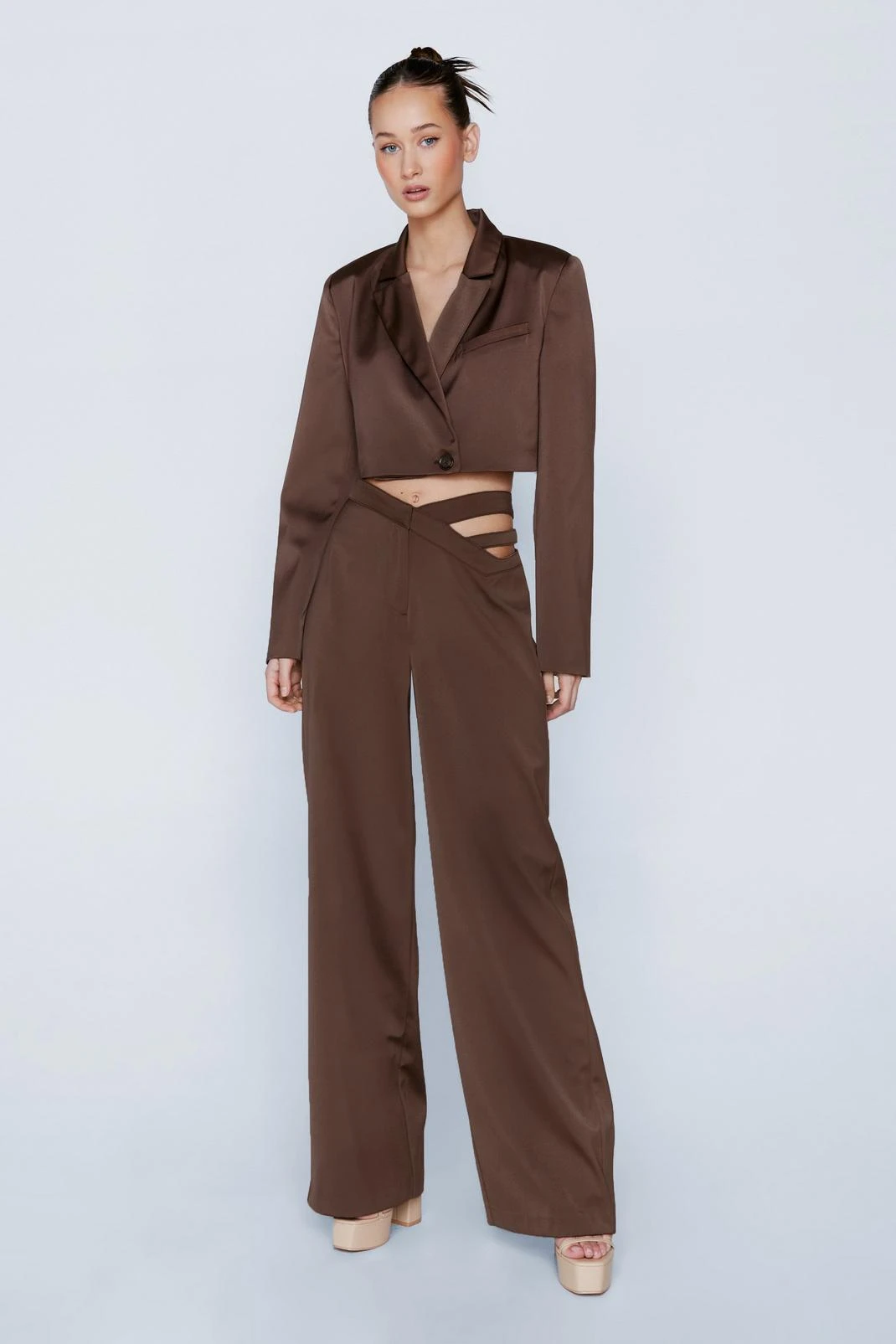 Premium Satin Cropped Blazer 4 Premium Satin Cropped Blazer - Image 2
