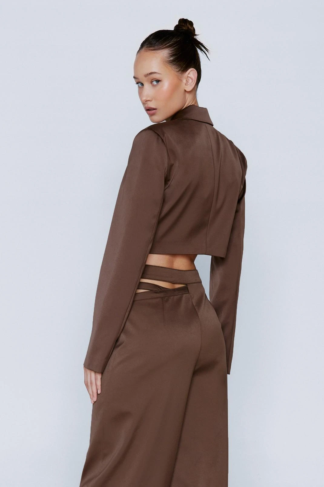 Premium Satin Cropped Blazer 5 Premium Satin Cropped Blazer - Image 3