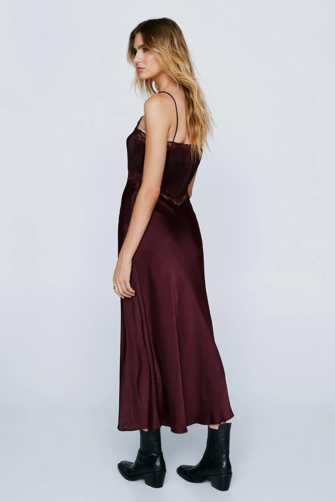 Satin Trim Detail Strappy Maxi Slip Dress 5 Satin Trim Detail Strappy Maxi Slip Dress - Image 3