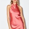 Satin Cowl Halter Neck Mini Dress