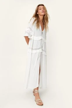 Crinkle Viscose Ruffle Maxi Beach Dress