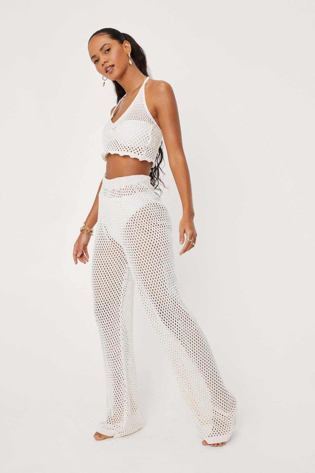 Crochet Wide Leg Beach Cover Up Pants 7 Crochet Wide Leg Beach Cover Up Pants - Image 5