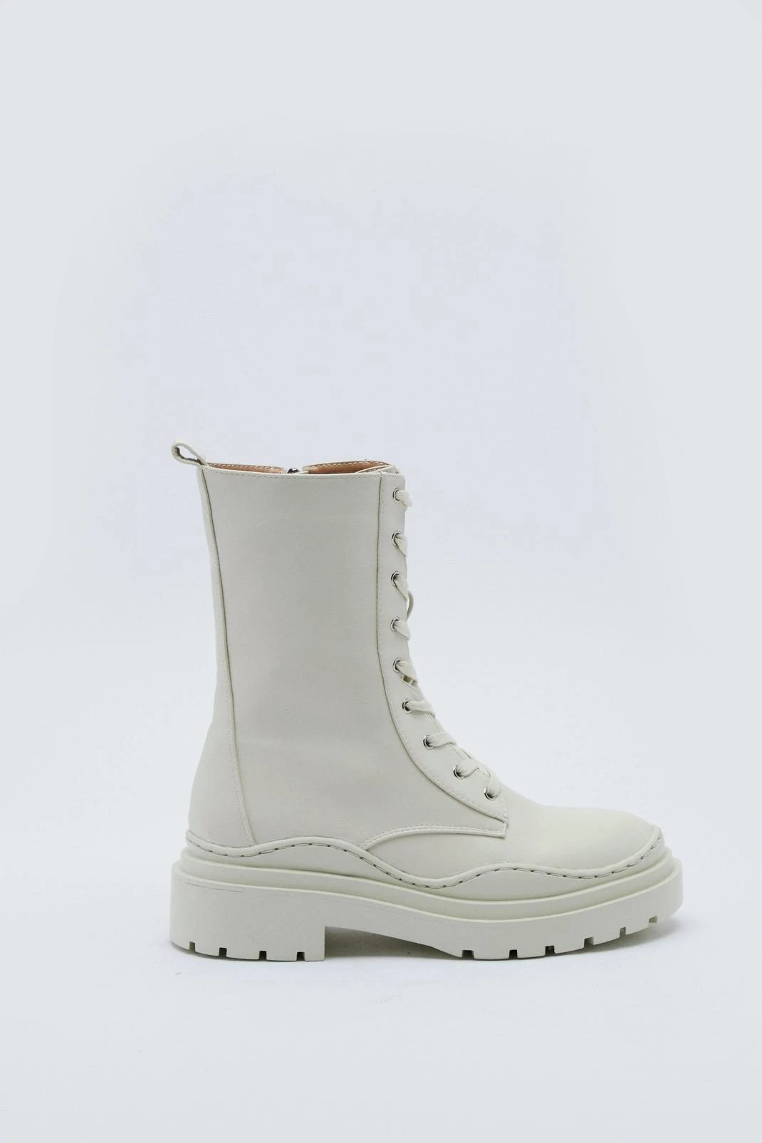 Faux Leather Chunky Lace Up Biker Boots 4 Faux Leather Chunky Lace Up Biker Boots - Image 2