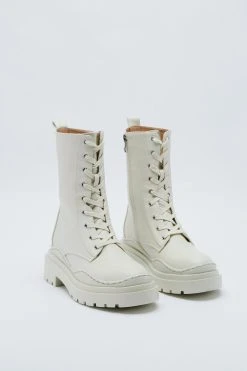 Faux Leather Chunky Lace Up Biker Boots 8 Faux Leather Chunky Lace Up Biker Boots -Nasty Gal Sales Store womens cream faux leather chunky lace up biker boots 2