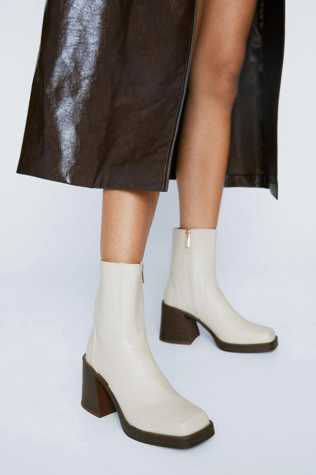 Faux Leather Platform Ankle Boots - Image 4