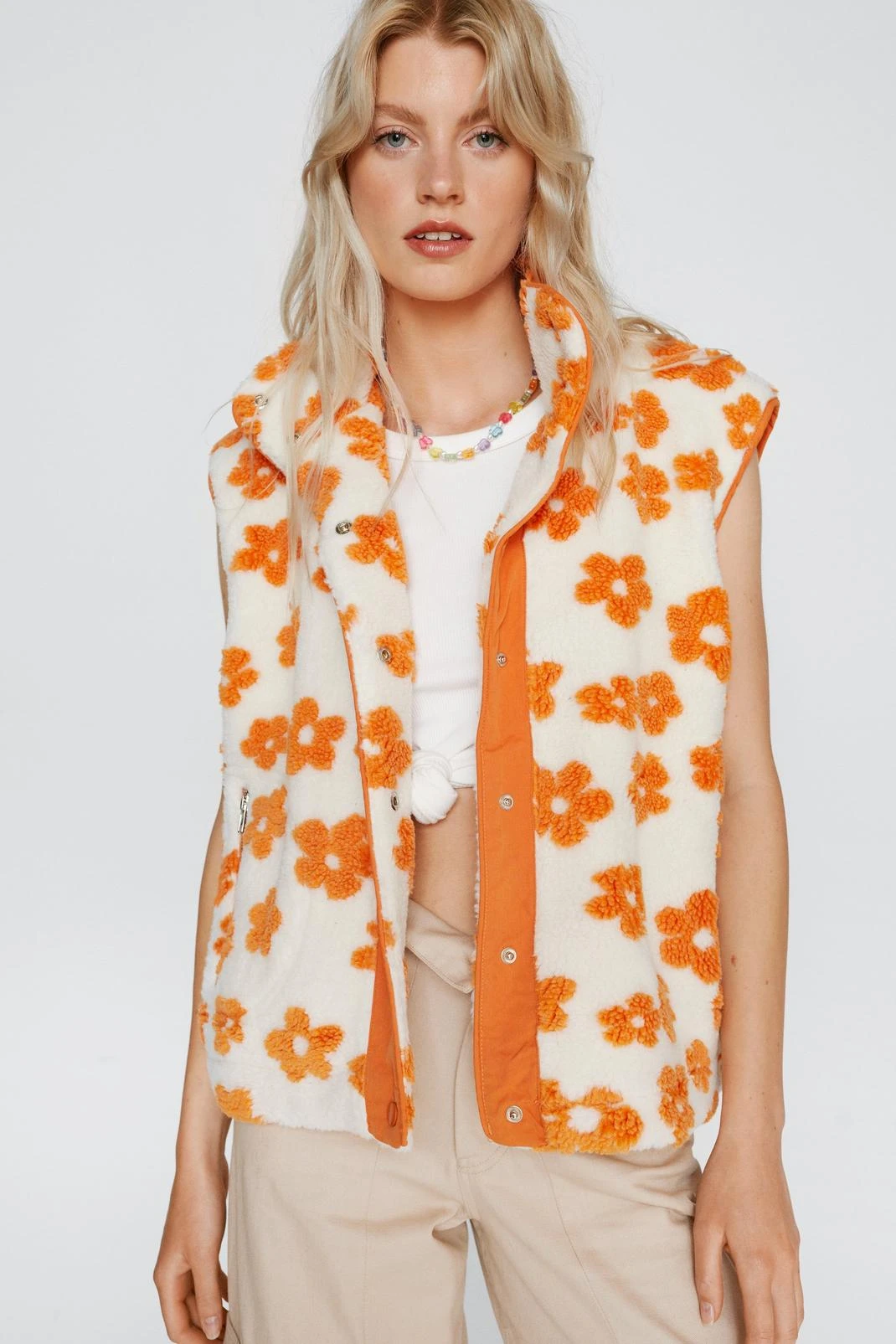 Floral Printed Fleece Vest