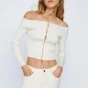Hook And Eye Bandeau Knitted Top -Nasty Gal Sales Store womens cream hook and eye bandeau knitted top