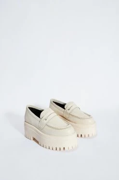 Leather And Suede Mix Chunky Loafers 8 Leather And Suede Mix Chunky Loafers -Nasty Gal Sales Store womens cream leather and suede mix chunky loafers 2