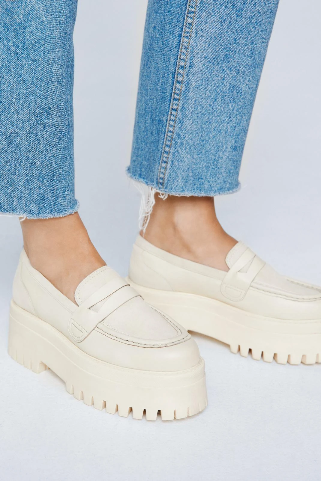 Leather And Suede Mix Chunky Loafers 3 Leather And Suede Mix Chunky Loafers