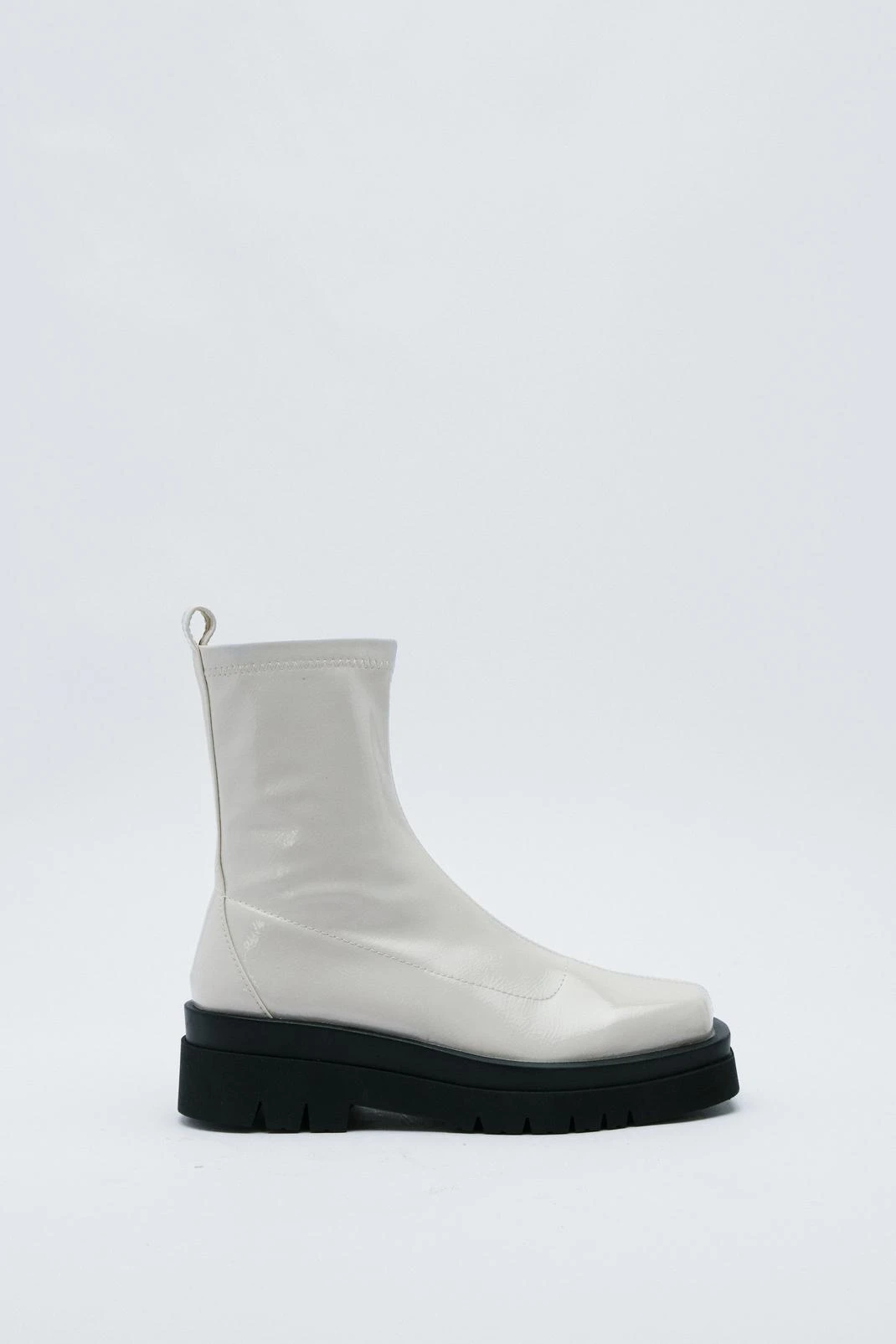 Square Toe Patent Ankle Sock Boots 4 Square Toe Patent Ankle Sock Boots - Image 2