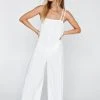 Textured Cotton Tie Back Cover Up Jumpsuit