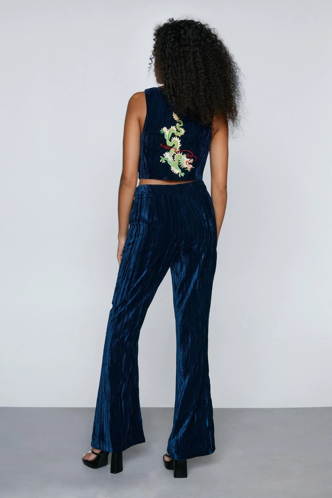 Premium Embroidered Velvet Flare Pants - Image 3