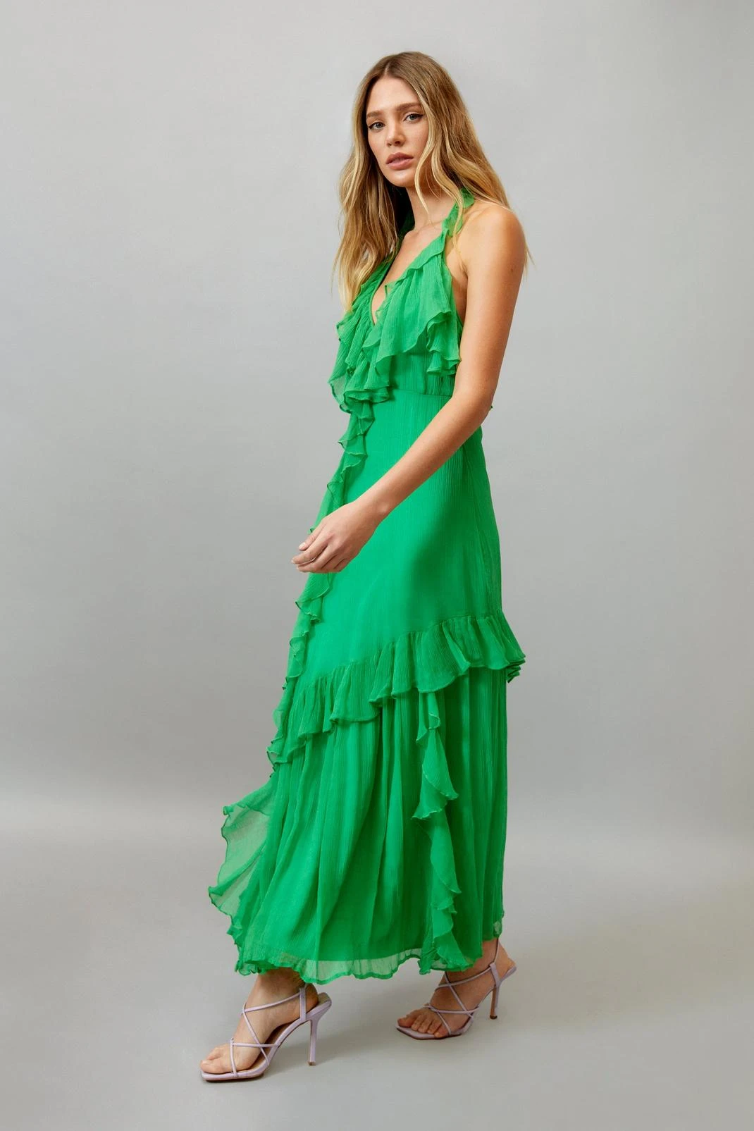 Ruffle Halter Neck Maxi Dress 5 Ruffle Halter Neck Maxi Dress - Image 3