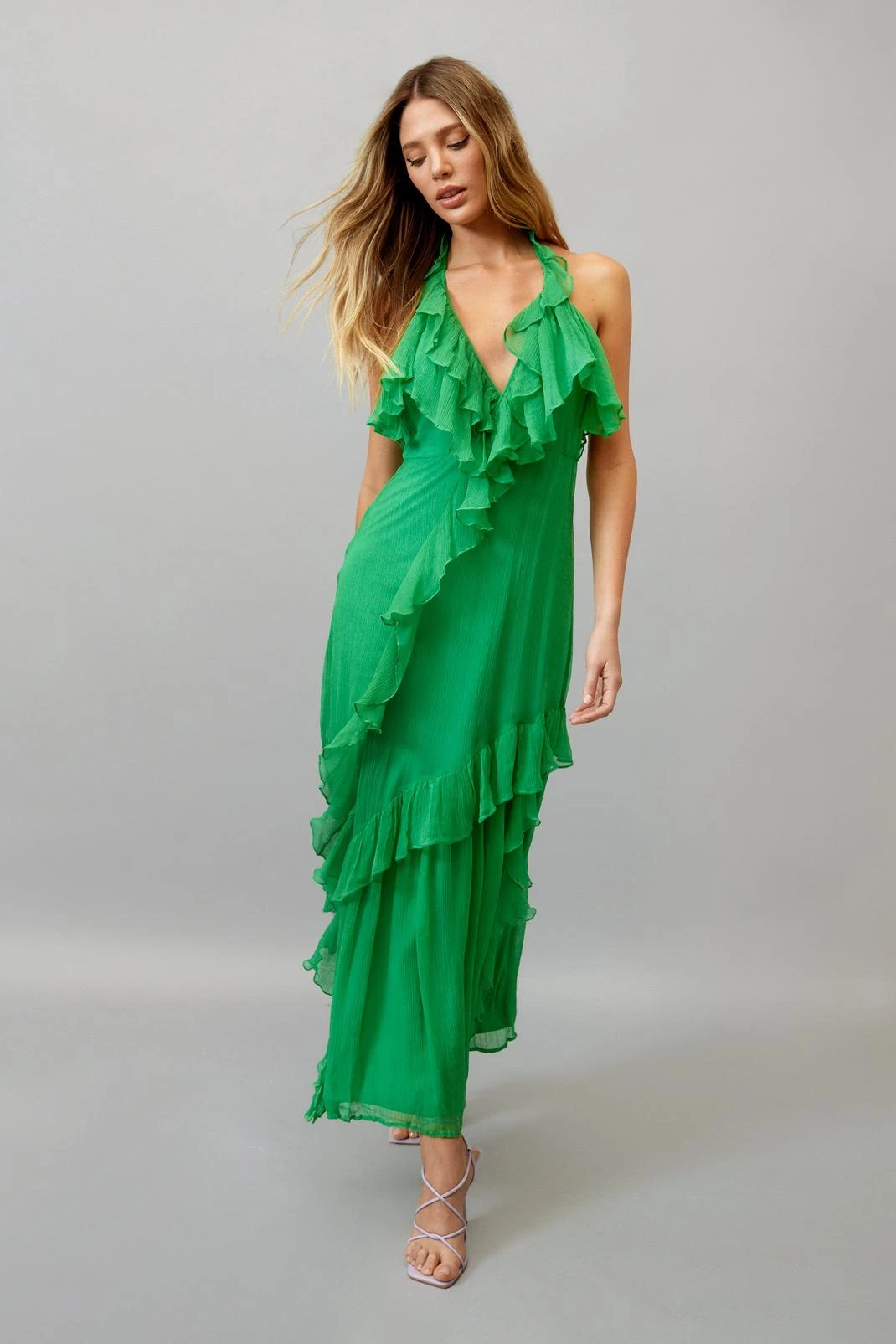 Ruffle Halter Neck Maxi Dress 6 Ruffle Halter Neck Maxi Dress - Image 4