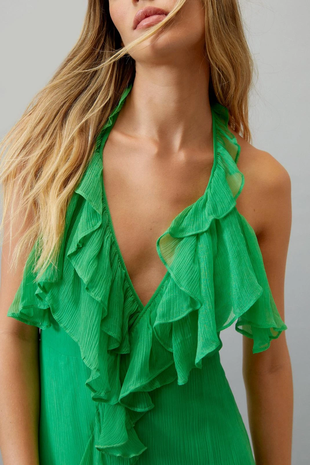 Ruffle Halter Neck Maxi Dress