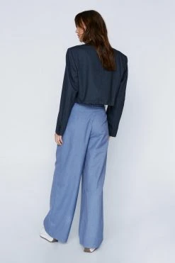 Premium Twill Pleated Wide Leg Pants 14 Premium Twill Pleated Wide Leg Pants -Nasty Gal Sales Store womens denim blue premium twill pleated wide leg pants 2