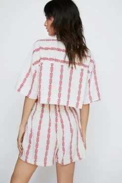 Aztec Striped Paperbag Waist Shorts 8 Aztec Striped Paperbag Waist Shorts -Nasty Gal Sales Store womens ecru aztec striped paperbag waist shorts 2