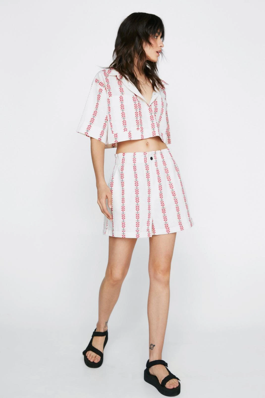 Aztec Striped Paperbag Waist Shorts 6 Aztec Striped Paperbag Waist Shorts - Image 4