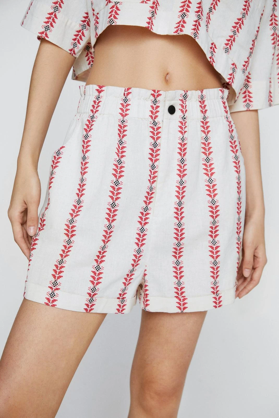 Aztec Striped Paperbag Waist Shorts 3 Aztec Striped Paperbag Waist Shorts