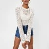 Crochet Knitted Open Back Tie Crop Top