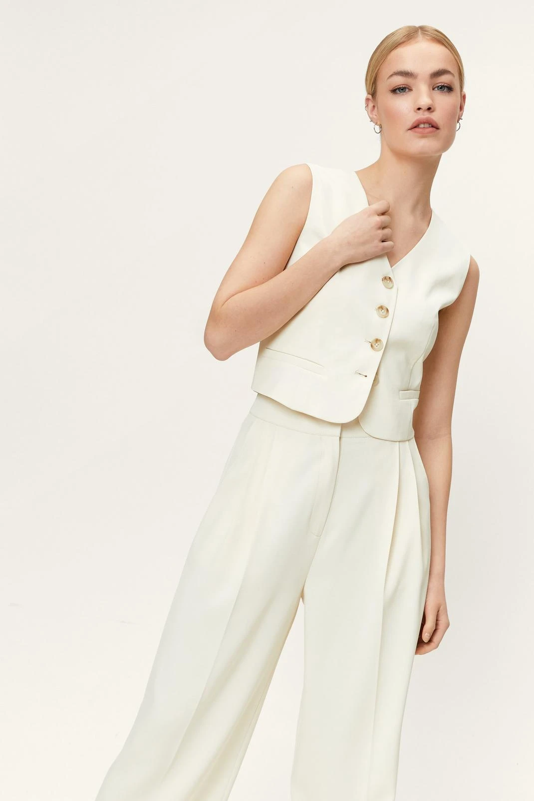 Cropped Tailored Single Breasted Vest - Image 5