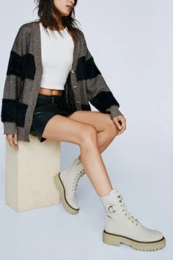 Faux Borg Biker Lace Up Boots