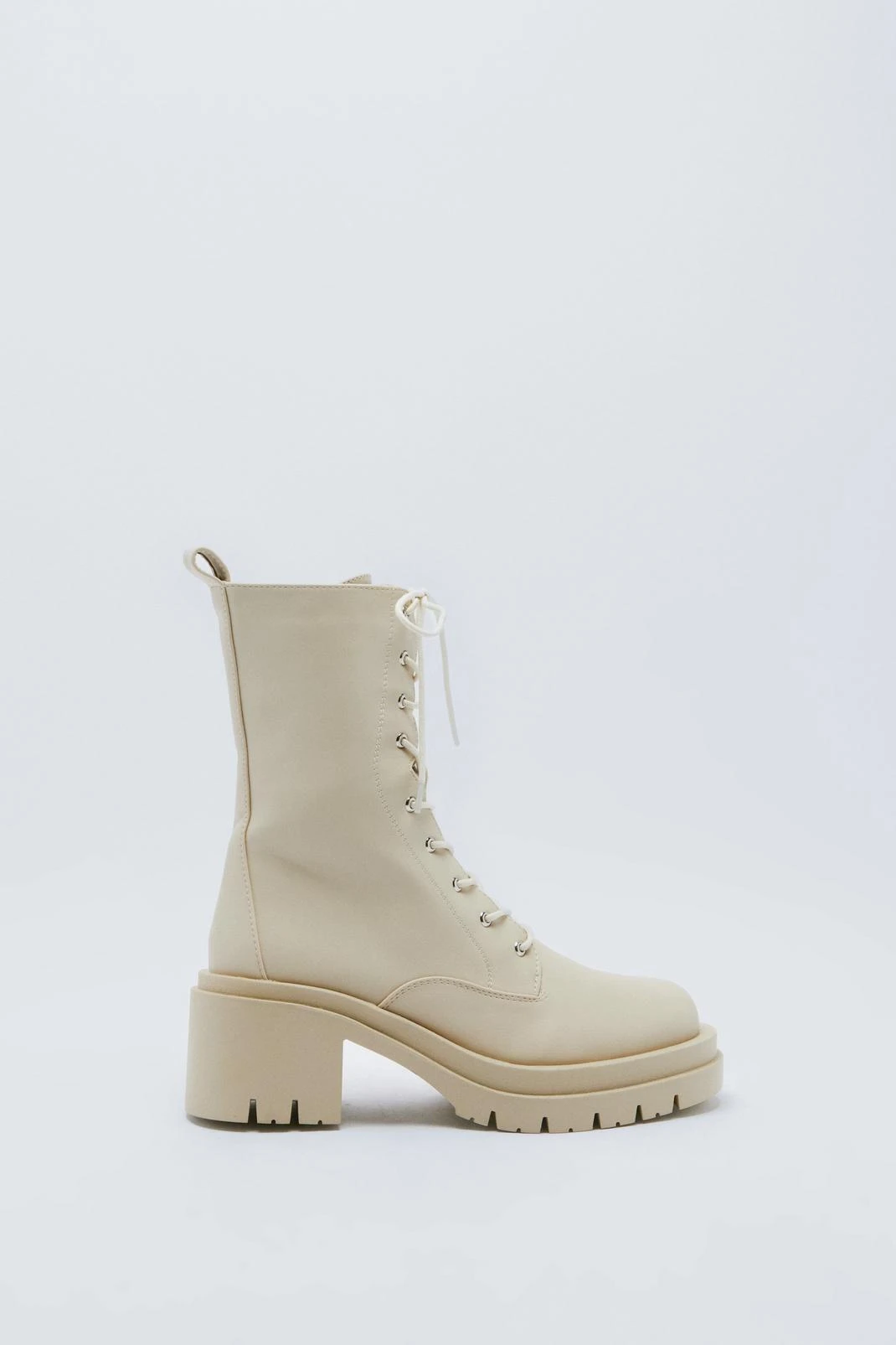 Faux Leather Biker Lace Up Boots - Image 2