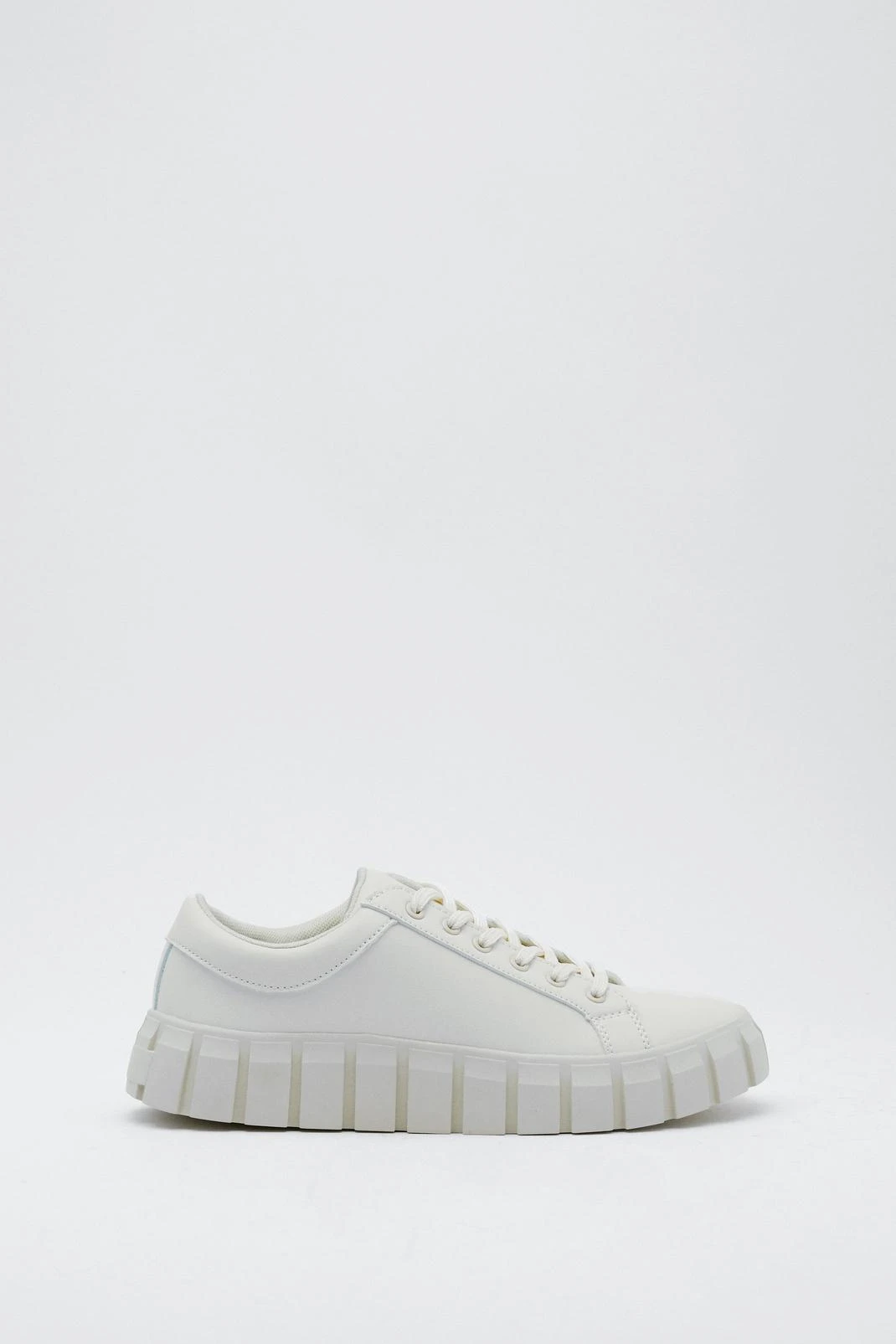 Faux Leather Chunky Lace Up Sneakers - Image 2