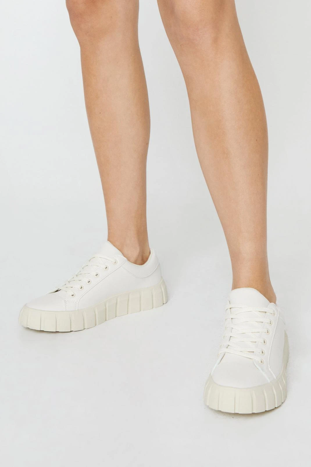 Faux Leather Chunky Lace Up Sneakers