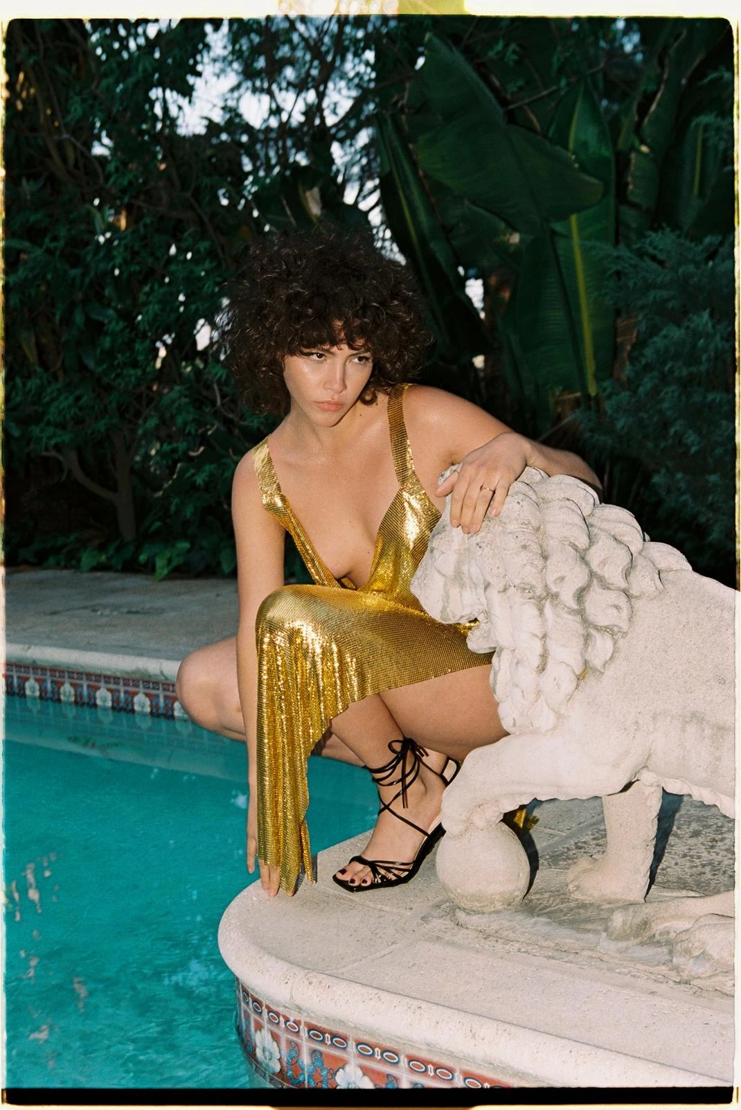 Chainmail Cowl Neck Split Side Maxi Dress - Image 3