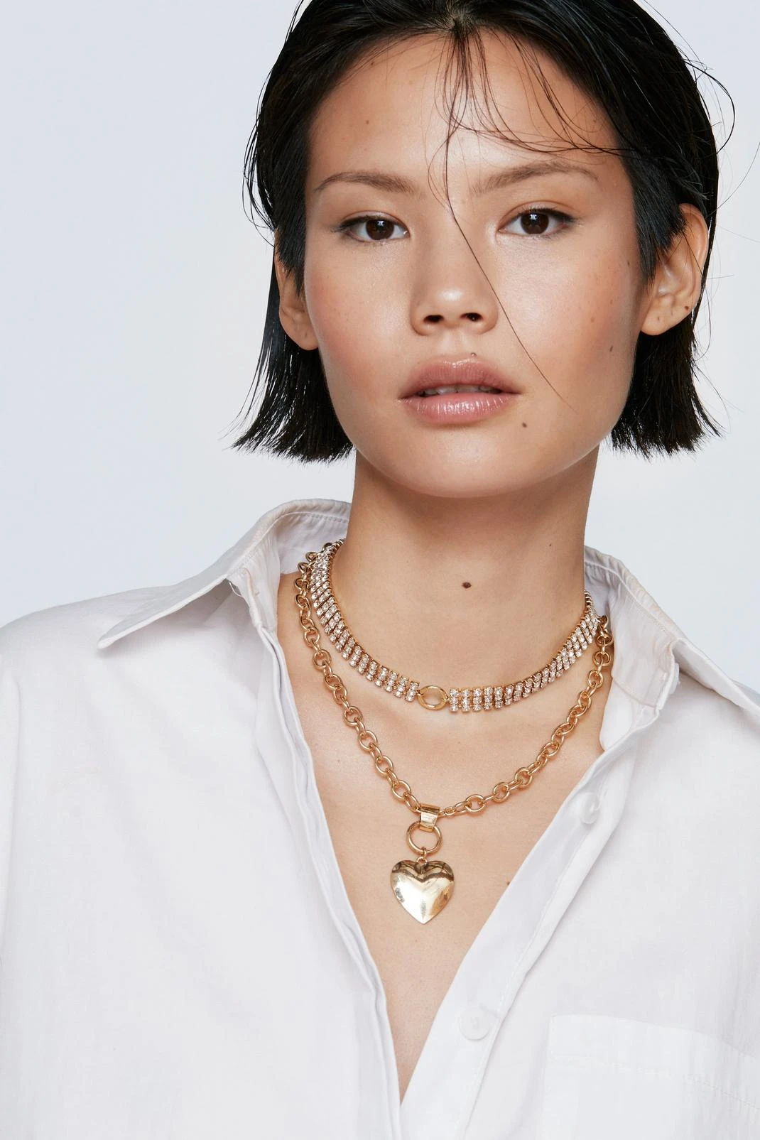 Diamante Chain Heart Necklace - Image 4