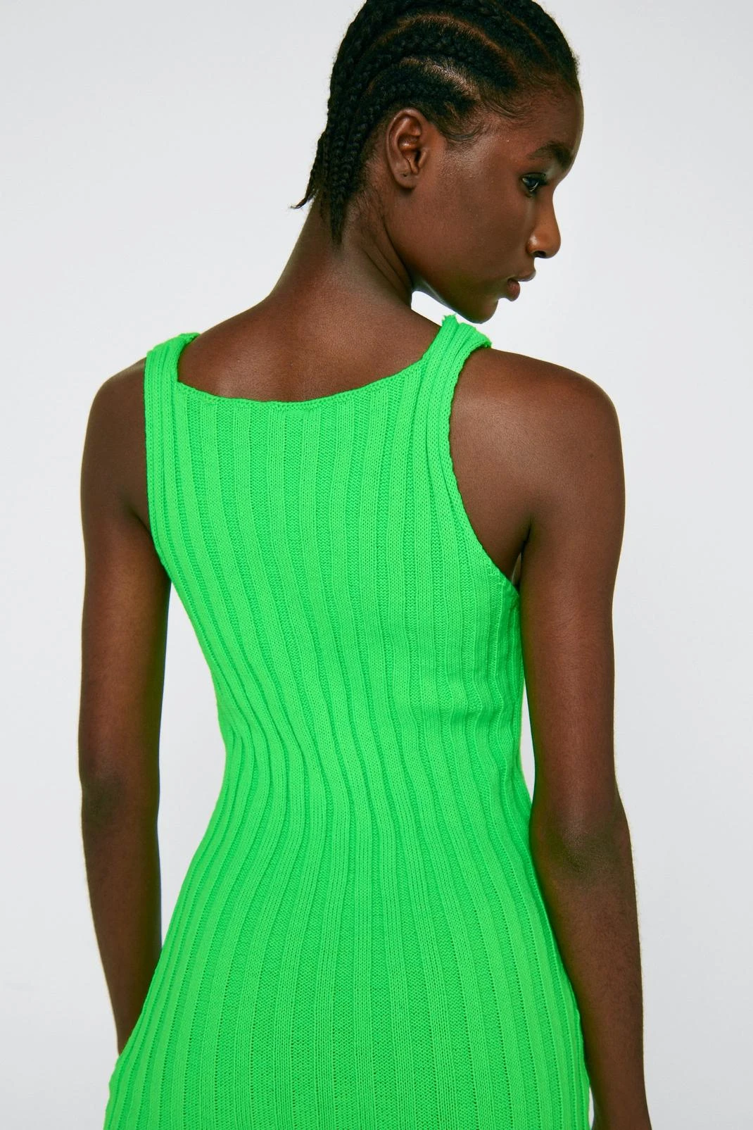 Asymmetric Hem Ribbed Knitted Mini Dress 8 Asymmetric Hem Ribbed Knitted Mini Dress - Image 6