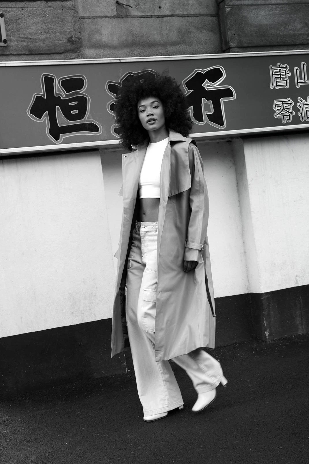 Belted Faux Leather Trench Coat - Image 8