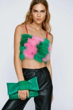 Bow Faux Leather Wrist Bag