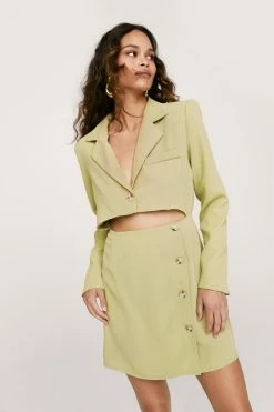 Cut Out Button Detail Mini Blazer Dress