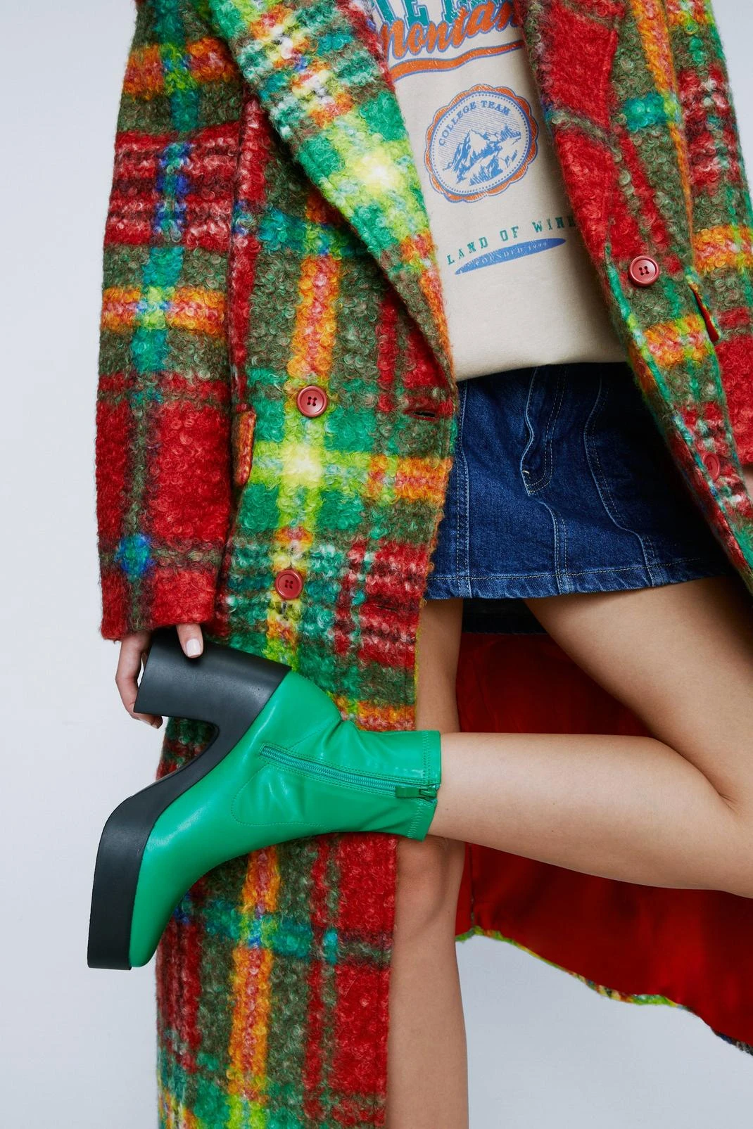 Faux Leather Ankle Sock Platform Boots