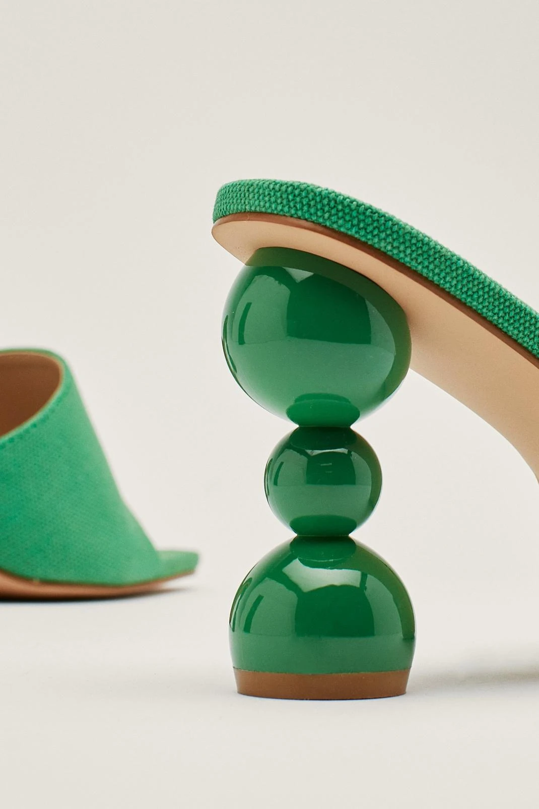 Linen Ball Heeled Mules - Image 3