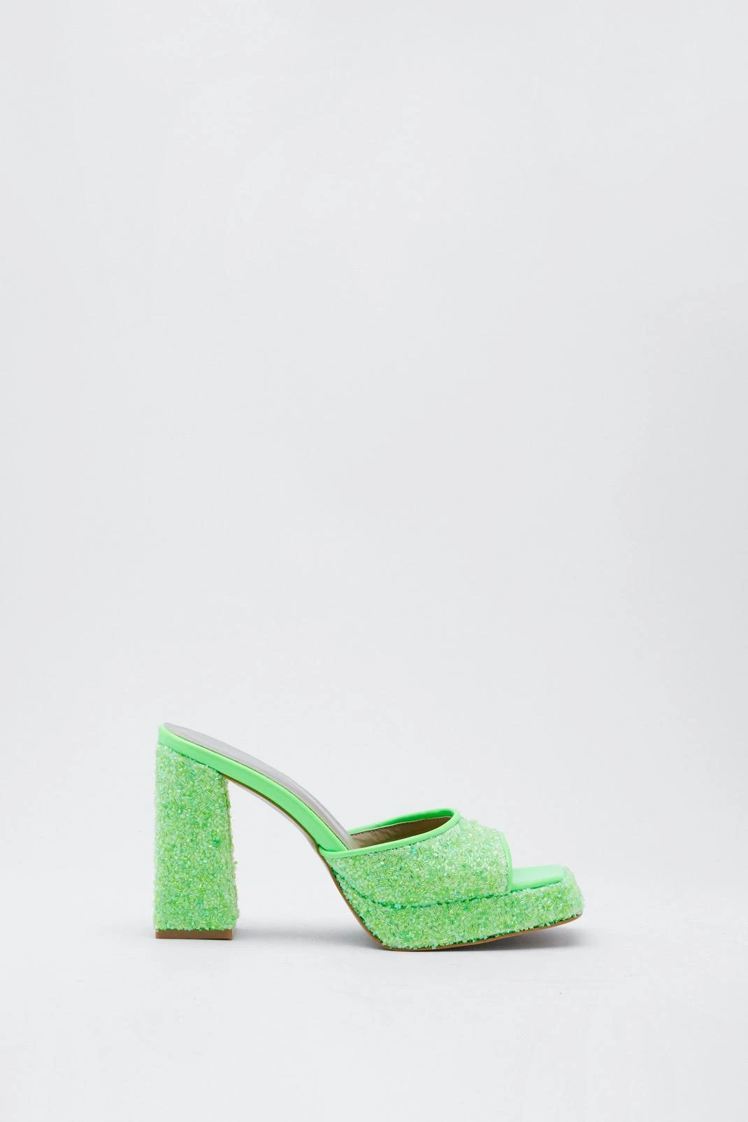 Platform Beaded Square Toe Mules - Image 2