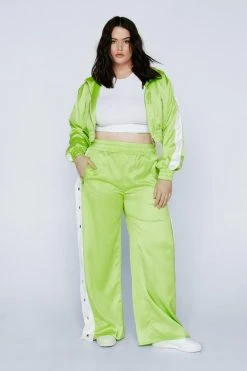 Plus Size Satin Zip Through Popper Detail Jacket