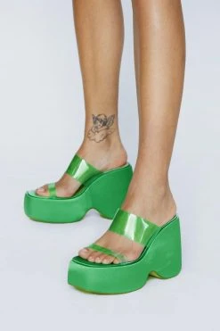 Satin Double Strap Wedge 9 Satin Double Strap Wedge -Nasty Gal Sales Store womens green satin double strap wedge 3