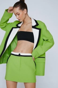Tailored Color Block Mini Skirt 9 Tailored Color Block Mini Skirt -Nasty Gal Sales Store womens green tailored color block mini skirt 3